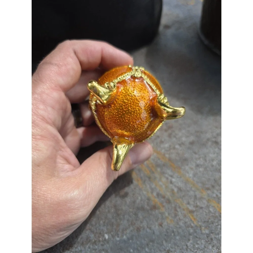 VTG Musical Jeweled Egg Trinket Box Faberge Egg-style Farmer In Dell Gold READ